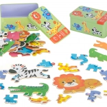 Gyerekpuzzle fémdobozban – szafari állatok, 25 darab