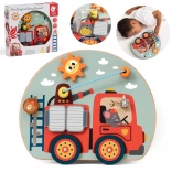 CLASSIC WORLD multifunkciós manipulációs tábla 6 az 1-ben – tűzoltó motívummal