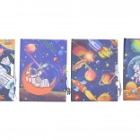 Emlékkönyv zárral 11×15 cm – űr témájú, vonalazatlan