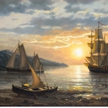 Gyémántszemes festés – vitorlás 30 × 40 cm