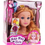 Stílusfej szőke hajjal és kiegészítőkkel