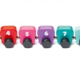 CUBIKA színes számos hernyó – fa mágneses kirakó 10 darabból