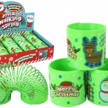 Kultikus zöld rugó karácsonyi mintával, 6 cm