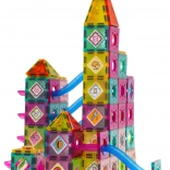 Mágneses építőkészlet kastéllyal és golyópályával, 139 darab