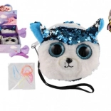 Lányka szövet pénztárca állatfigurával flitterekkel és hajkiegészítőkkel