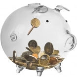 Átlátszó üveg malacpersely alakú Ruhhy