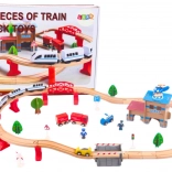 Fa vonat pályával és tartozékokkal, 88 db