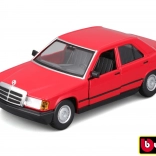 Fém autó modell Bburago 1:24 Plus 1987 Mercedes-Benz 190E piros