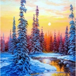 Gyémántfestés - Téli folyó 30x40 cm