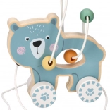 Fa húzható játék gyöngyös labirintussal - Medve