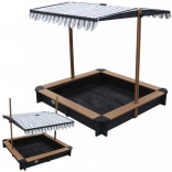 Fa homokozó állítható tetővel és padokkal AXI