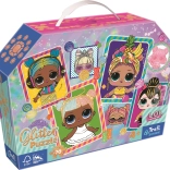 Puzzle 70 darabos csillogó bőrönd Színes babák L.O.L