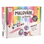 Sötétben világító kavicsfestés – kreatív készlet festékekkel és ecsetekkel