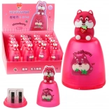 Rózsaszín hegyező vastag és vékony színes ceruzákhoz tartállyal