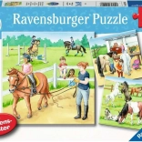 RAVENSBURGER puzzle Lóistállóban töltött nap 3×49 darab