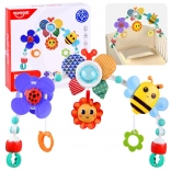 színes függő játékhíd babakocsira, kiságyra és autósülésre csecsemőknek