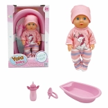 Baba rózsaszín káddal 20 cm