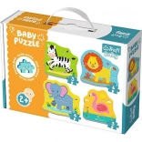 Baby puzzle Szafari állatai 4 az 1-ben (3–6 darab) TREFL