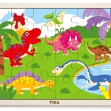 Fa dinoszauruszos puzzle, 24 darabos