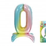Felfújható fólia lufiszám 0 szivárvány 80 cm