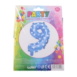 Kék felfújható léggömb 9-es szám csillagokkal, 78 × 50 cm