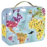 Kerek puzzle bőröndben Földgömb 208 darab JANOD