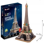 CUBICFUN világító 3D puzzle Eiffel-torony LED világítással, 84 darab