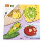 Viga fa puzzle gombokkal zöldség