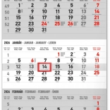 Notique falinaptár háromhavi elrendezéssel Tájkép, szlovák nevekkel 2026, 29,5 × 43 cm, szürke