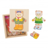 BIGJIGS TOYS öltöztetős fa puzzle – Mackó mama