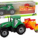 Zöld traktor narancssárga kultivátorral – lendkerekes szett gyerekeknek