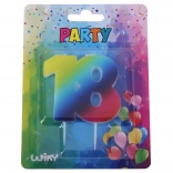 Szivárványos 18-as számú születésnapi gyertya
