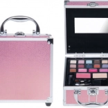 Rózsaszín mini sminkes bőrönd sminkkészlettel