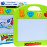 Varázslatos rajztábla 3+ éves gyerekeknek 4 színnel és 4 állatos nyomdával