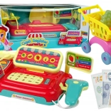 Gyerek pénztárgép bevásárlókosárral és szkennerrel