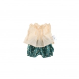 Ruhaszett 38 cm-es babához – krémszínű pöttyös