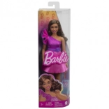 Barbie Fashionistas – divatbaba rózsaszín, fodros ruhában
