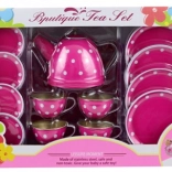 Bádog teáskészlet pöttyökkel gyerekeknek