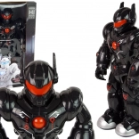 Interaktív fekete robot fényekkel és hangokkal