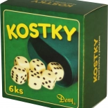 Fehér dobókockák 6 db pohárral dobozban