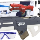 Nagy szürke vízipisztoly 750 ml-es tartállyal, védőszemüveggel, újratölthető